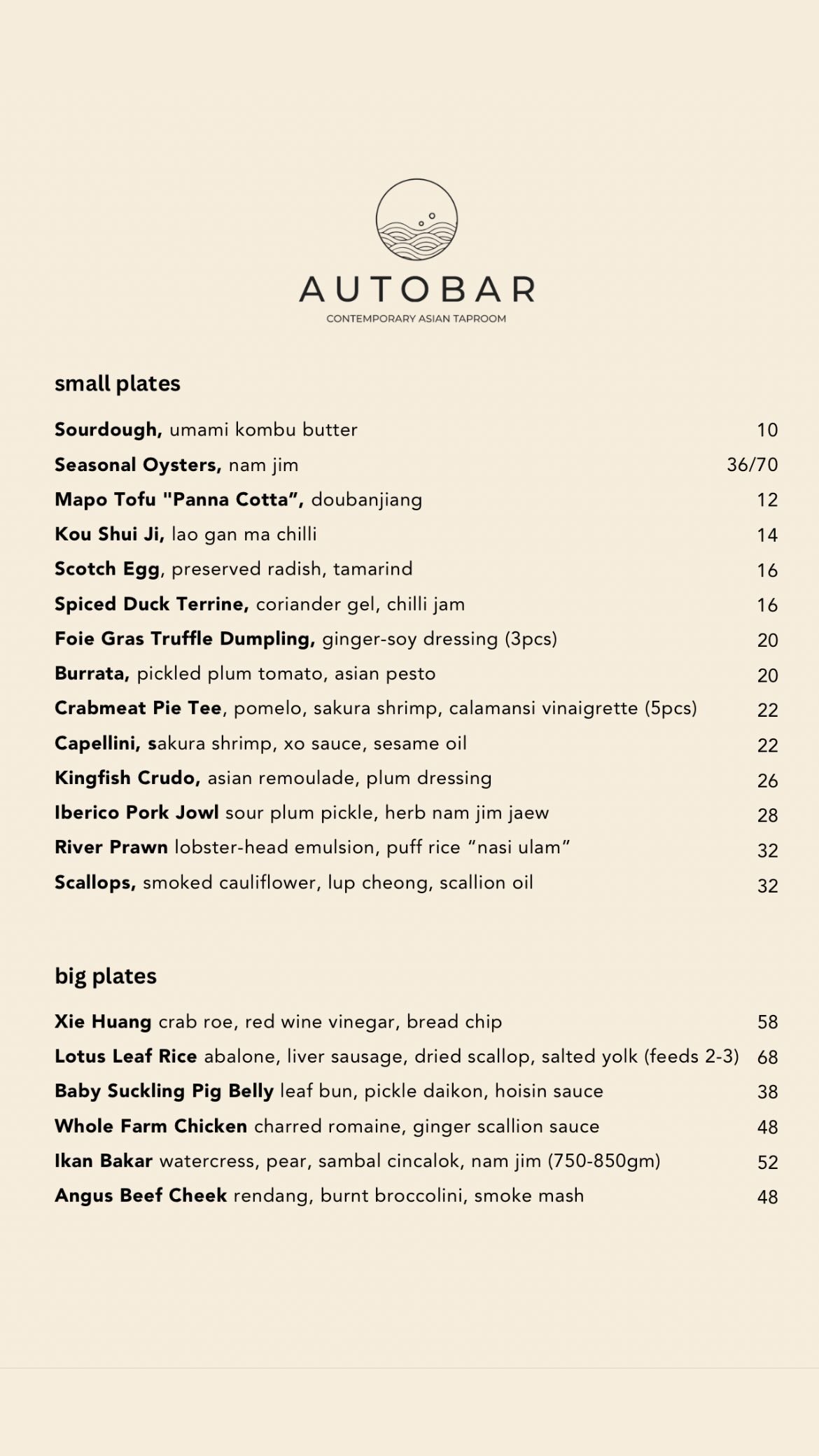 Autobar Plates Menu 2024 Oct